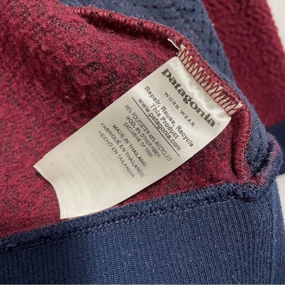 Patagonia Woolyester Fleece Jacket Full Zip Oxide Red Blue Womens Large L - Picture 14 of 16
